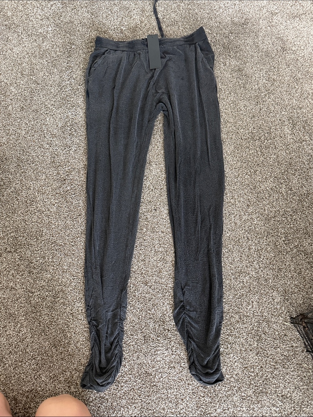 Black Textured Jogger Pants with Ruched Ankles NWT SIZE M